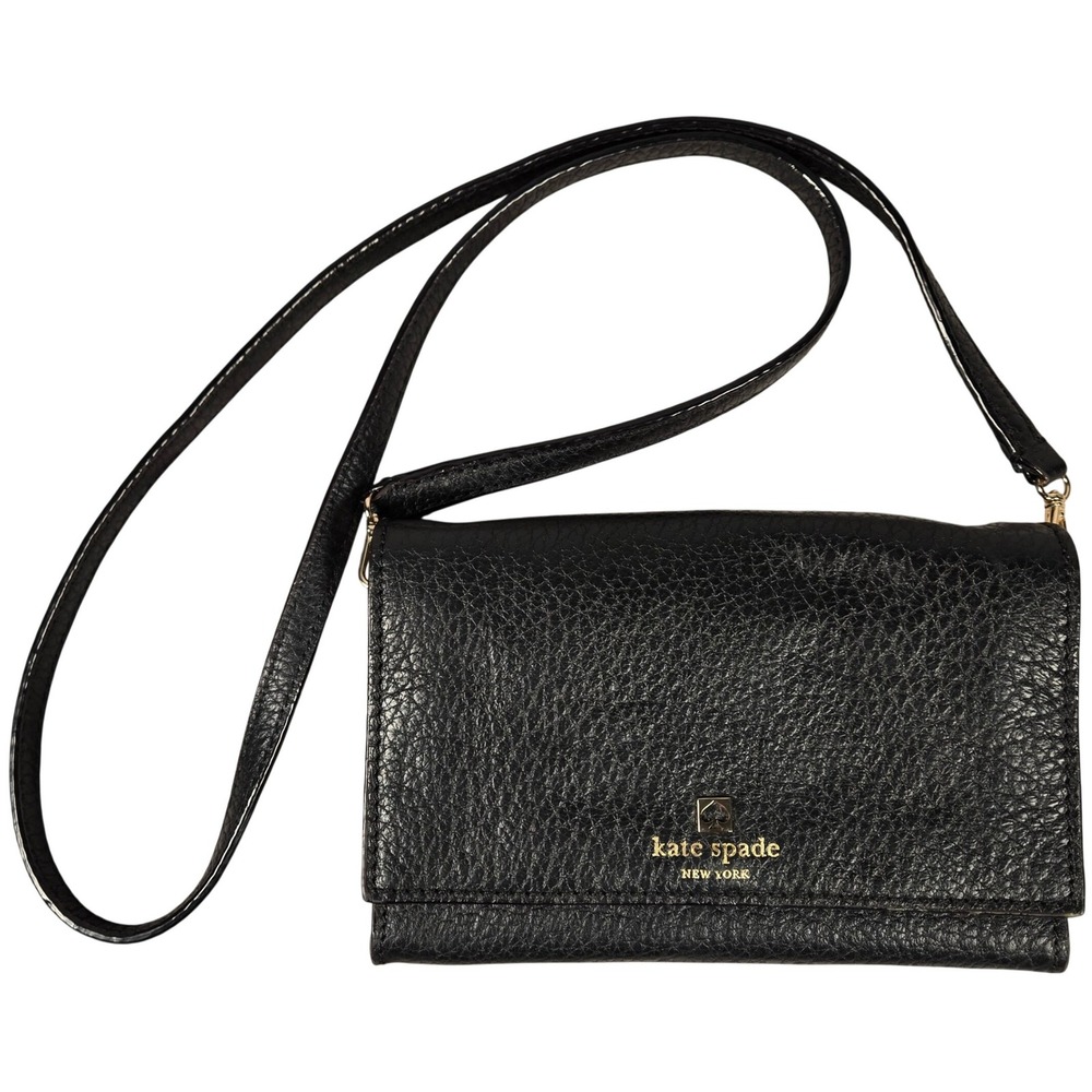 Kate Spade Southport Avenue Natalie Black Pebbled Leather Clutch‎ Crossbody
